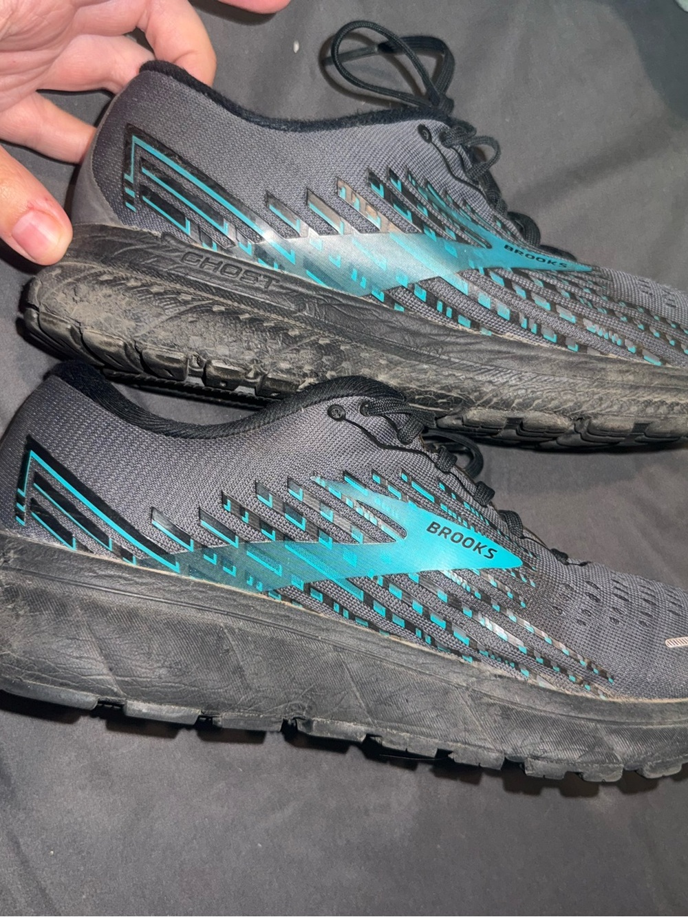 Brooks Women’s Ghost Running Shoes — Black with Teal Accents